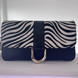 Divina Firenze Zebra Print Handmade Italian Leather Shoulder Bag